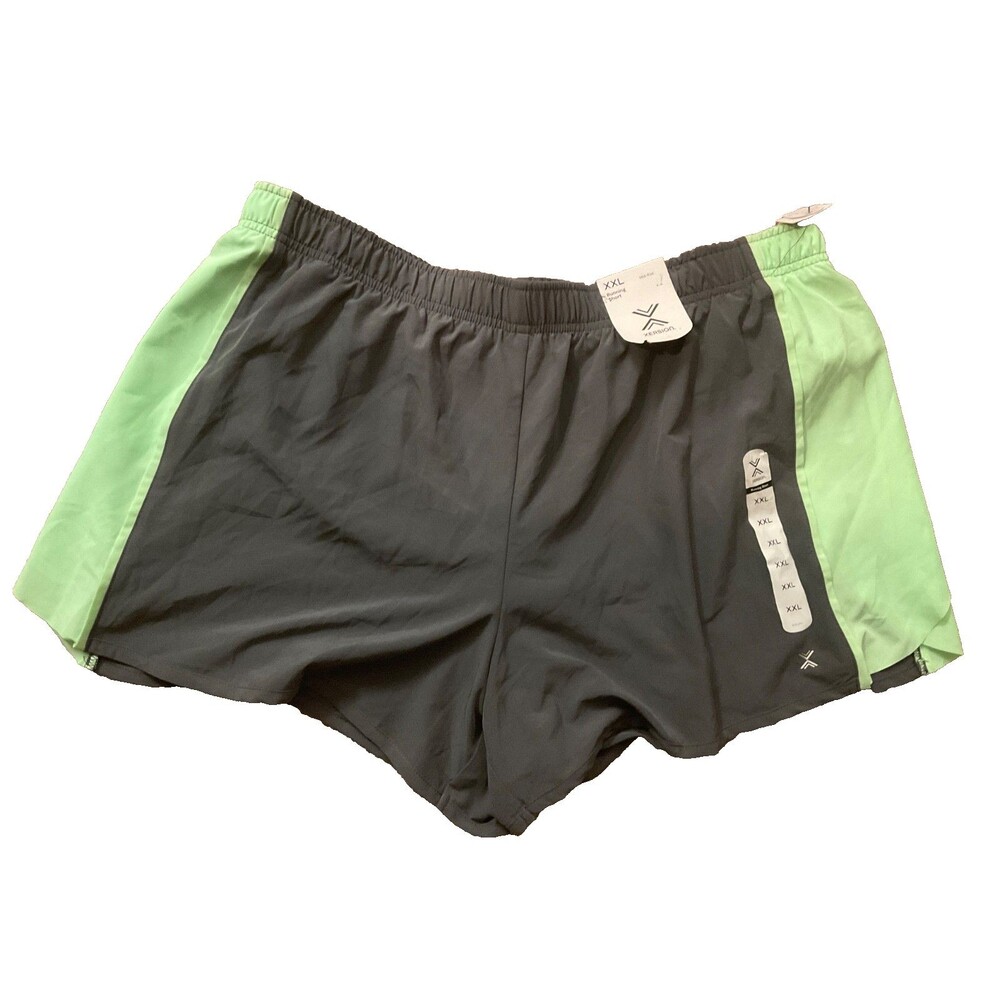 Xersion Womens XXL Running Shorts Gray/Green Elastic waist quick dry mid rise